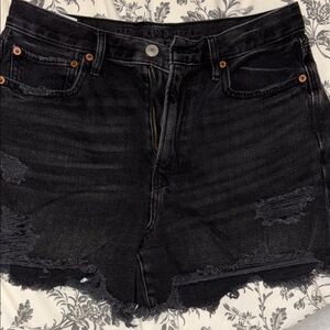American Eagle Outfitters Black Distressed Jean Shorts